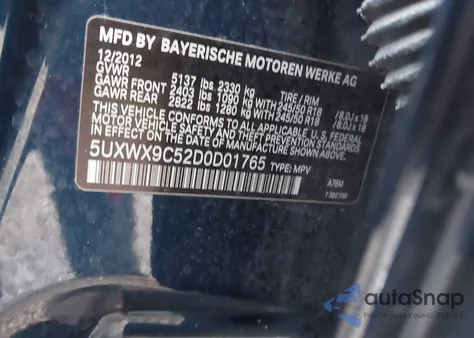 2013 BMW X3 xDrive28I из США, поврежденный, VIN 5UXWX9C52D0D01765